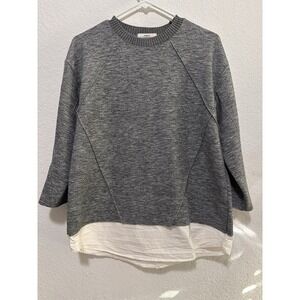 Purple Brand Gray Women's Sweater With White Hem Inner One Size Made In Korea